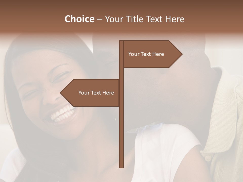 Couple In Living Room Smiling PowerPoint Template