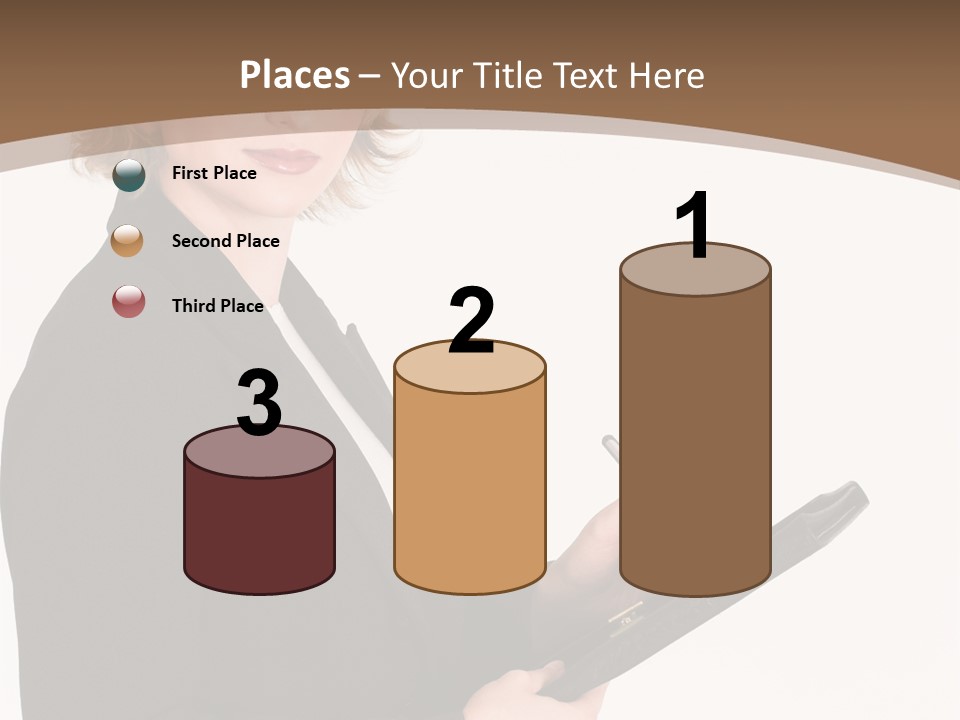 A Woman In A Business Suit Writing On A Clipboard PowerPoint Template