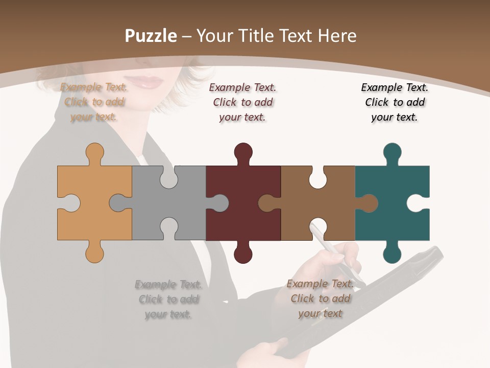 A Woman In A Business Suit Writing On A Clipboard PowerPoint Template