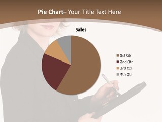 A Woman In A Business Suit Writing On A Clipboard PowerPoint Template