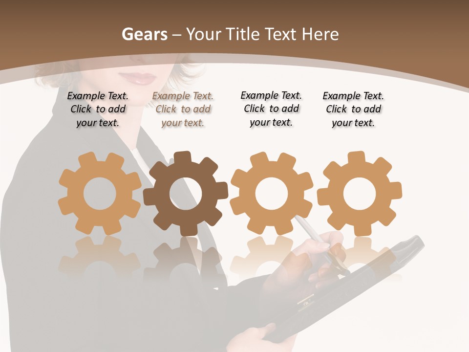 A Woman In A Business Suit Writing On A Clipboard PowerPoint Template