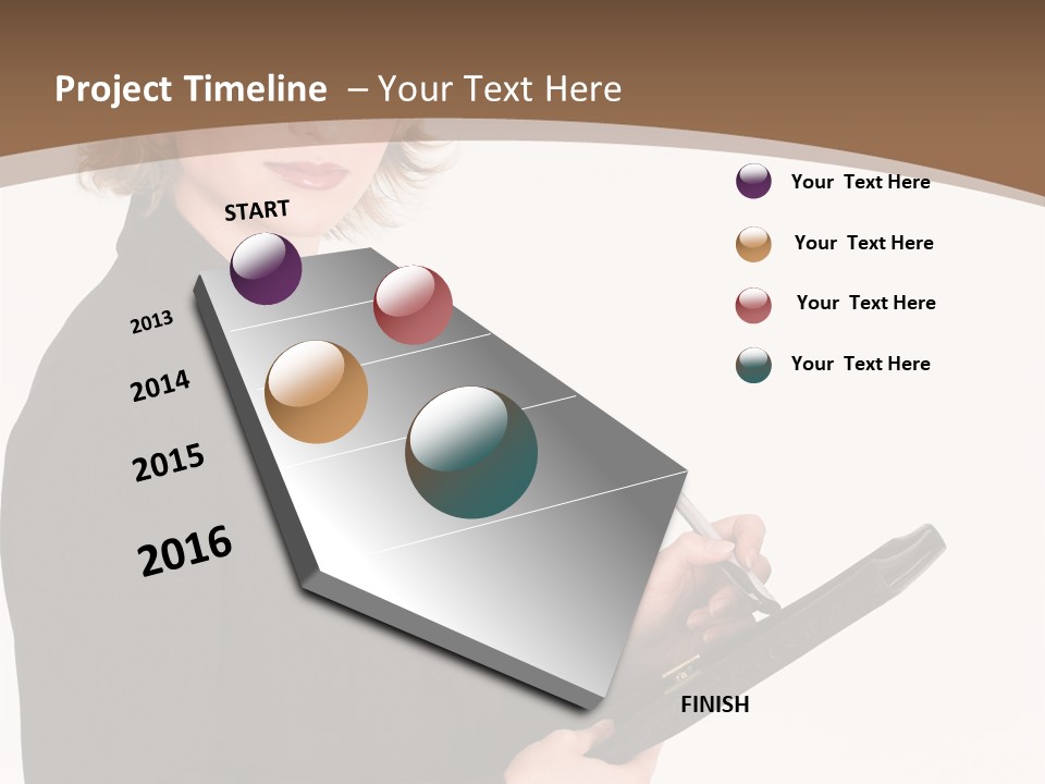 A Woman In A Business Suit Writing On A Clipboard PowerPoint Template