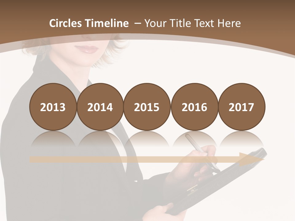 A Woman In A Business Suit Writing On A Clipboard PowerPoint Template