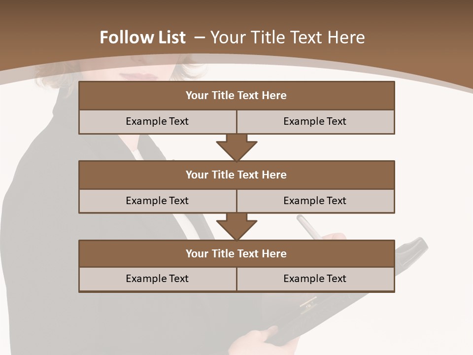 A Woman In A Business Suit Writing On A Clipboard PowerPoint Template
