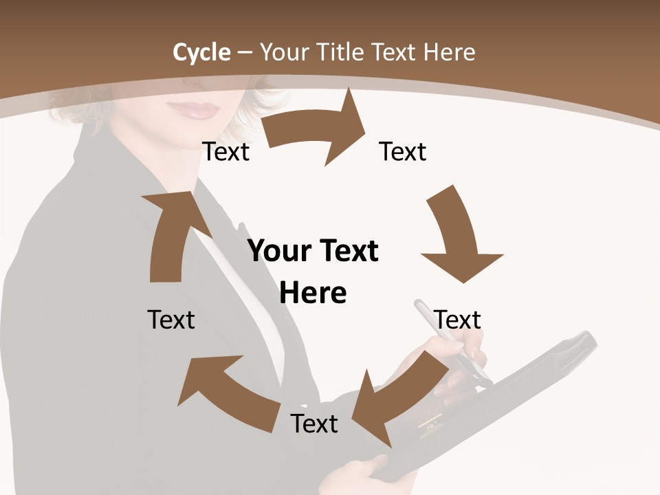 A Woman In A Business Suit Writing On A Clipboard PowerPoint Template