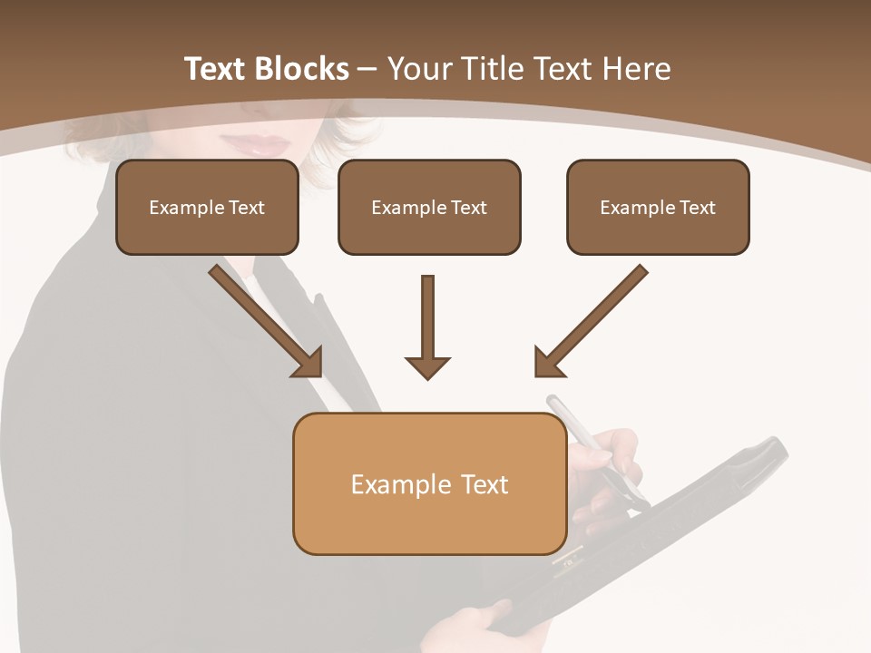A Woman In A Business Suit Writing On A Clipboard PowerPoint Template