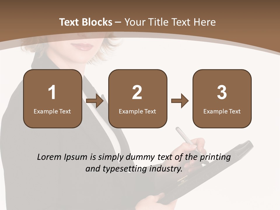 A Woman In A Business Suit Writing On A Clipboard PowerPoint Template