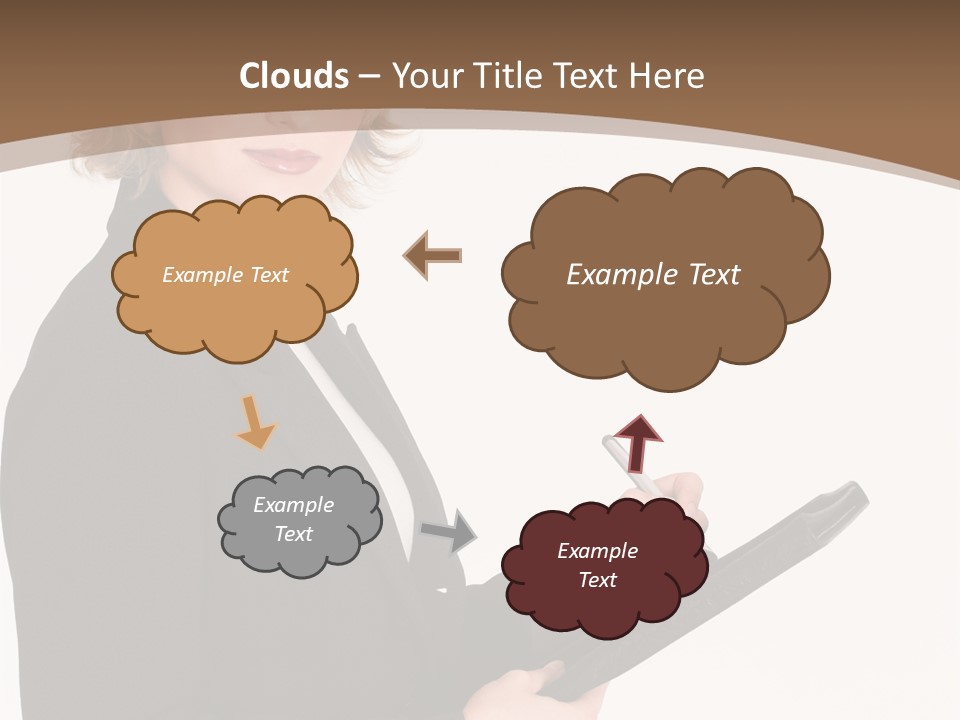 A Woman In A Business Suit Writing On A Clipboard PowerPoint Template