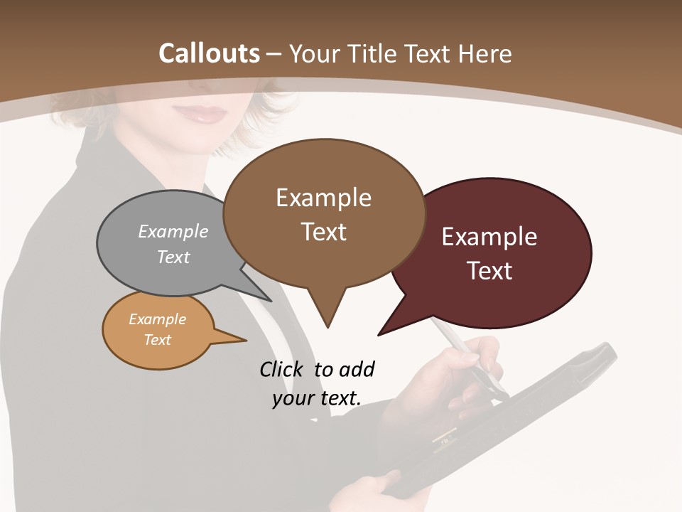 A Woman In A Business Suit Writing On A Clipboard PowerPoint Template