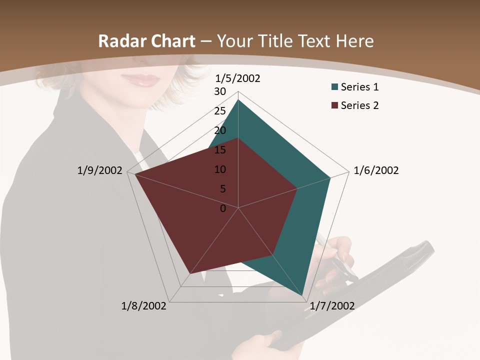 A Woman In A Business Suit Writing On A Clipboard PowerPoint Template