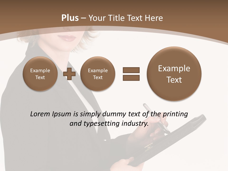 A Woman In A Business Suit Writing On A Clipboard PowerPoint Template