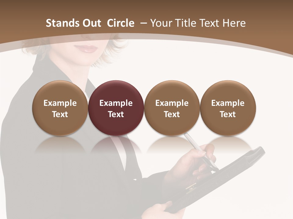 A Woman In A Business Suit Writing On A Clipboard PowerPoint Template