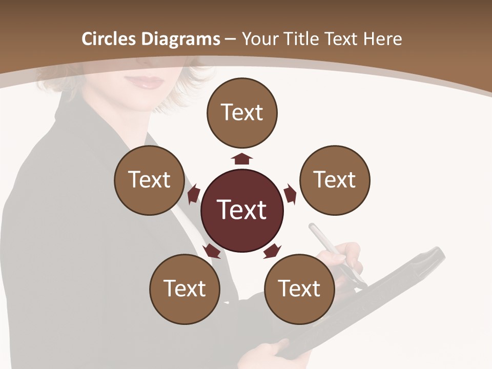 A Woman In A Business Suit Writing On A Clipboard PowerPoint Template