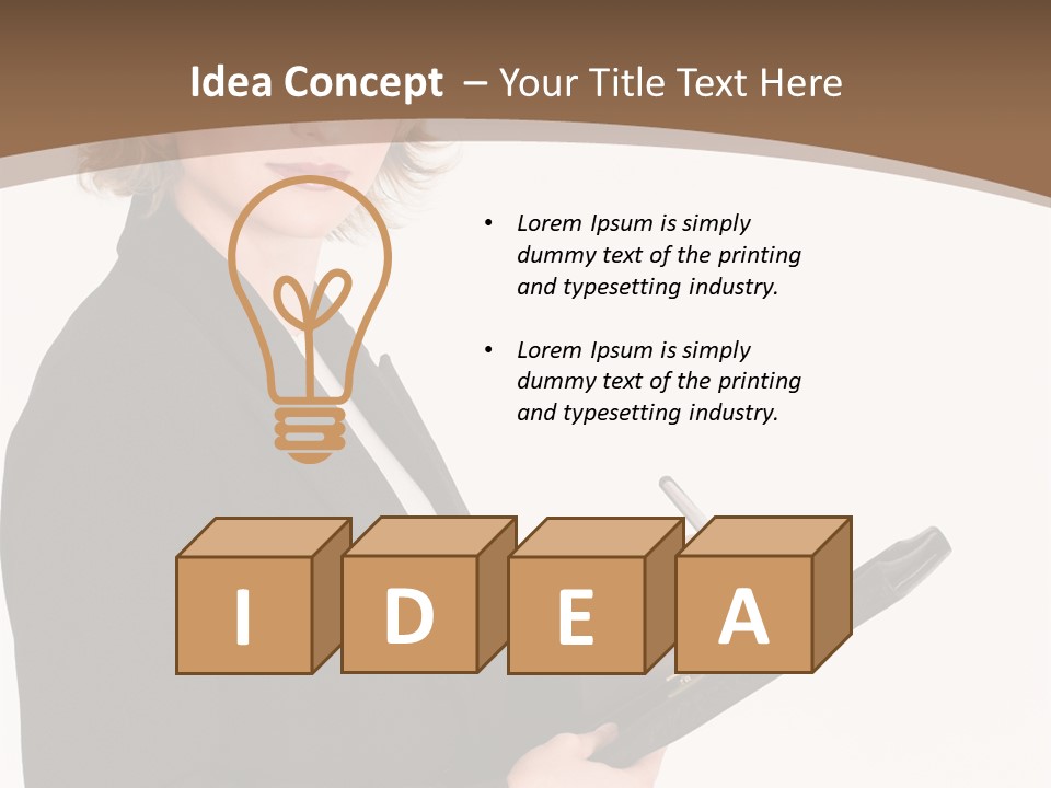 A Woman In A Business Suit Writing On A Clipboard PowerPoint Template