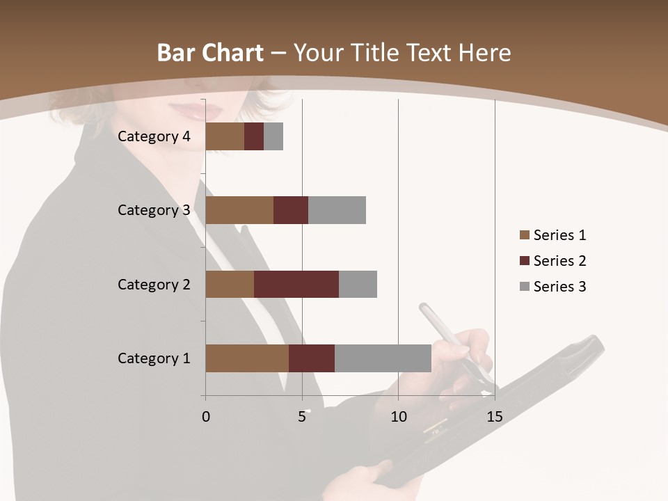 A Woman In A Business Suit Writing On A Clipboard PowerPoint Template