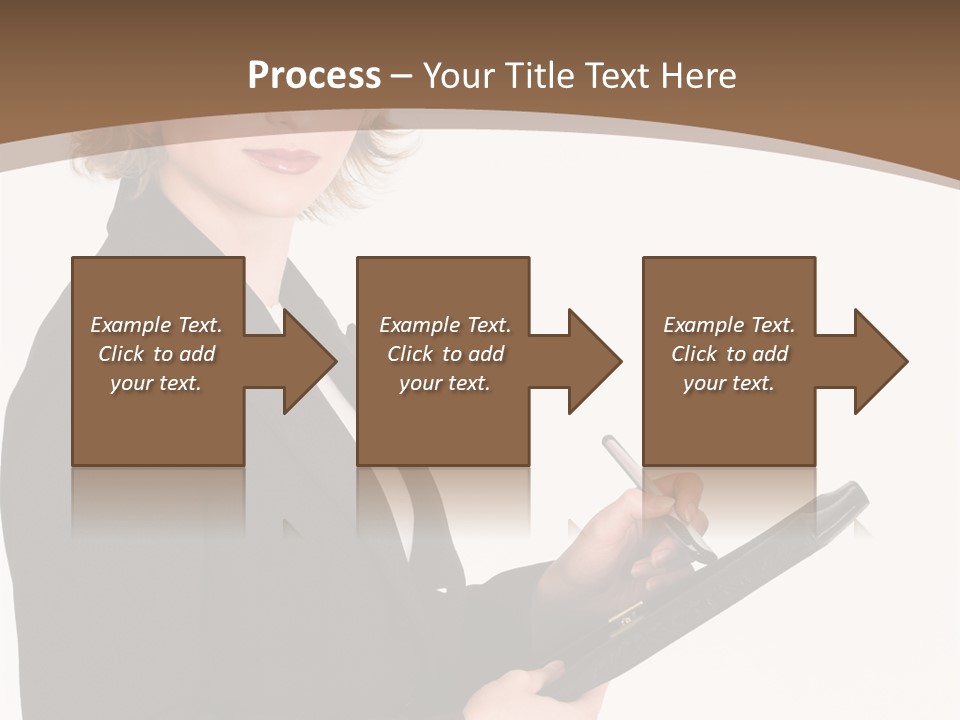 A Woman In A Business Suit Writing On A Clipboard PowerPoint Template