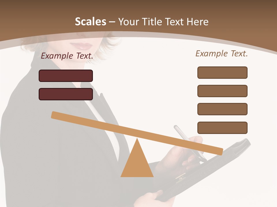 A Woman In A Business Suit Writing On A Clipboard PowerPoint Template