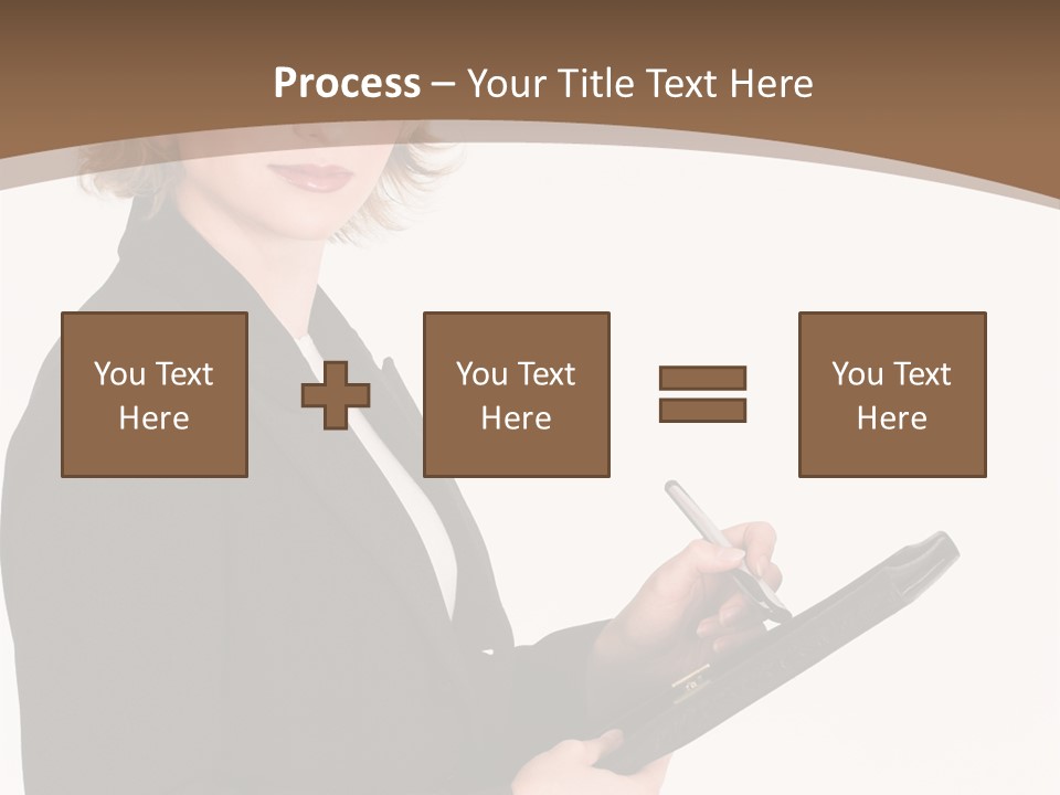 A Woman In A Business Suit Writing On A Clipboard PowerPoint Template