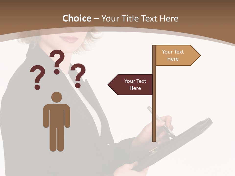 A Woman In A Business Suit Writing On A Clipboard PowerPoint Template