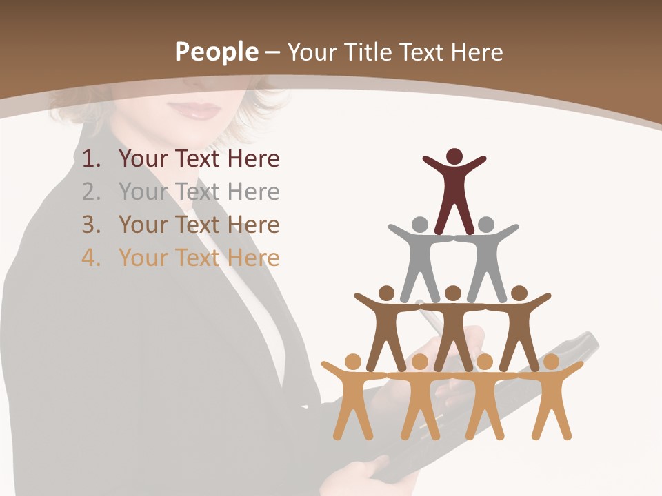 A Woman In A Business Suit Writing On A Clipboard PowerPoint Template