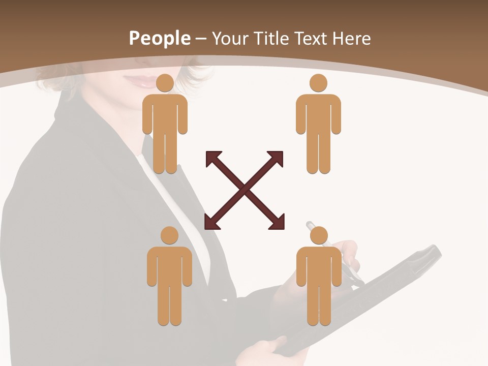 A Woman In A Business Suit Writing On A Clipboard PowerPoint Template