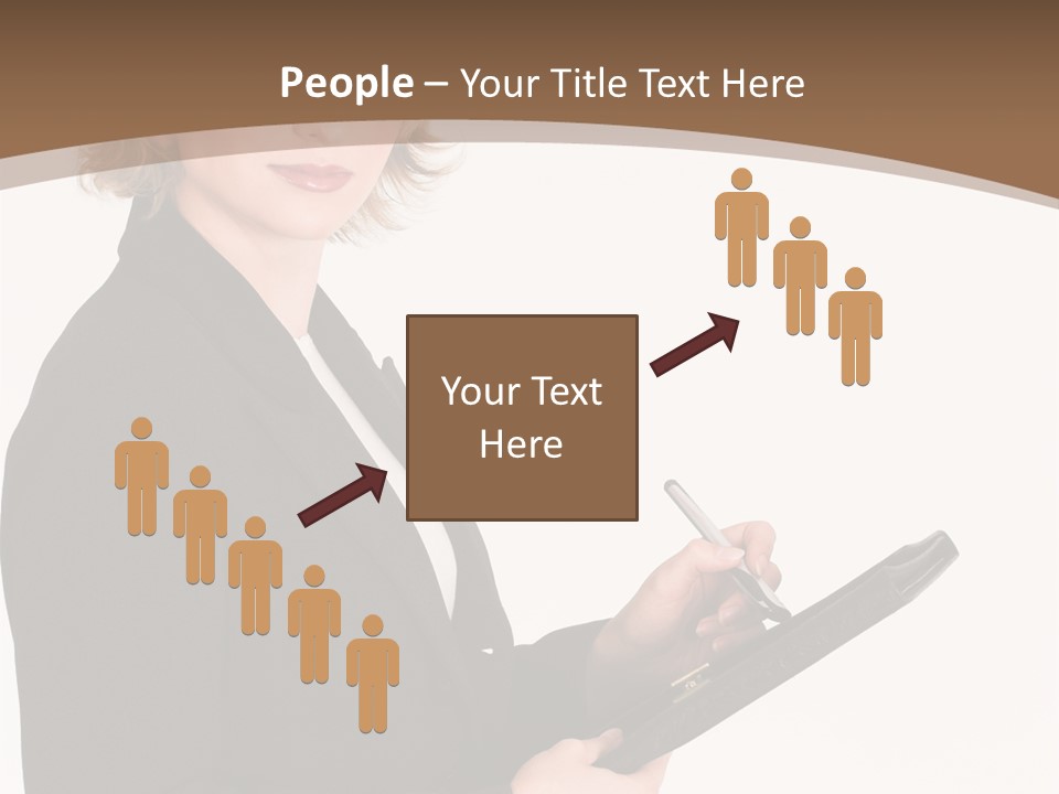 A Woman In A Business Suit Writing On A Clipboard PowerPoint Template