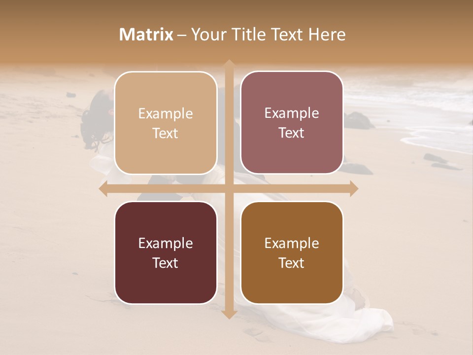 A Bride And Groom Share A Kiss On The Beach. PowerPoint Template