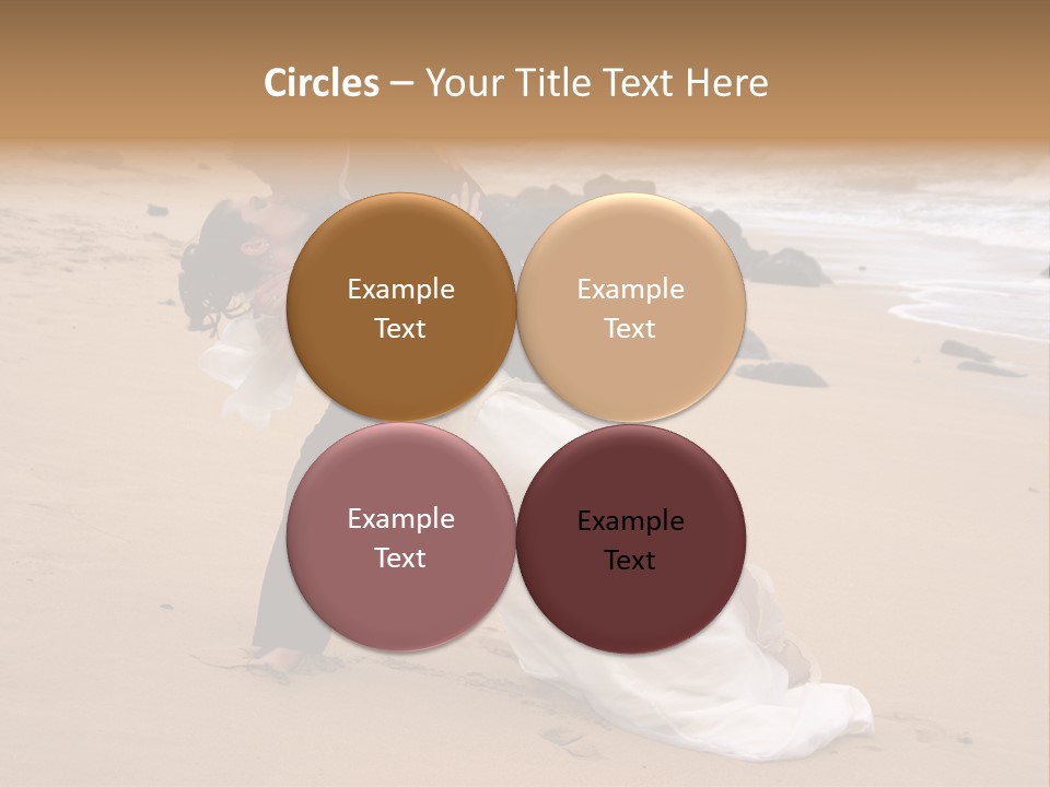 A Bride And Groom Share A Kiss On The Beach. PowerPoint Template