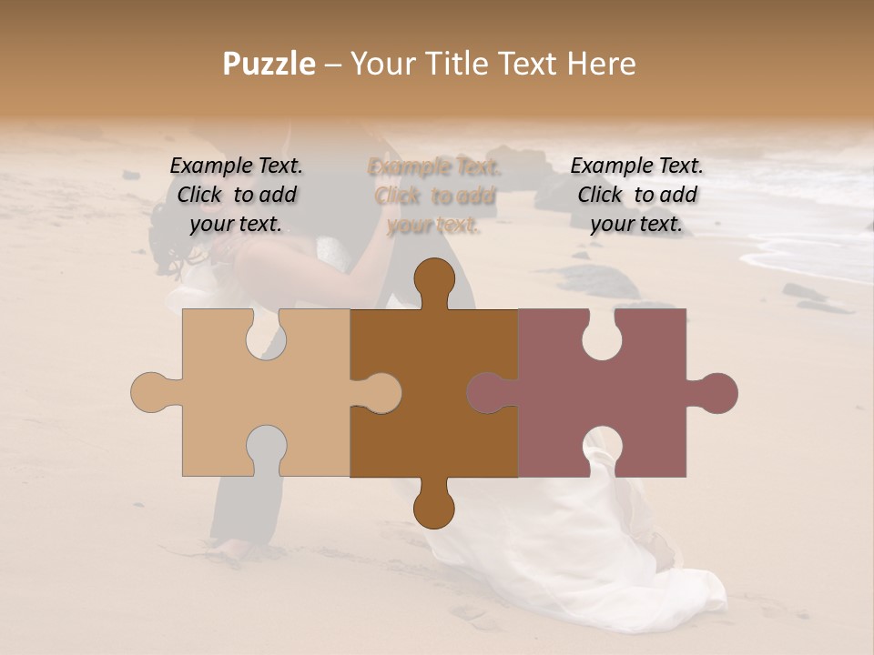 A Bride And Groom Share A Kiss On The Beach. PowerPoint Template