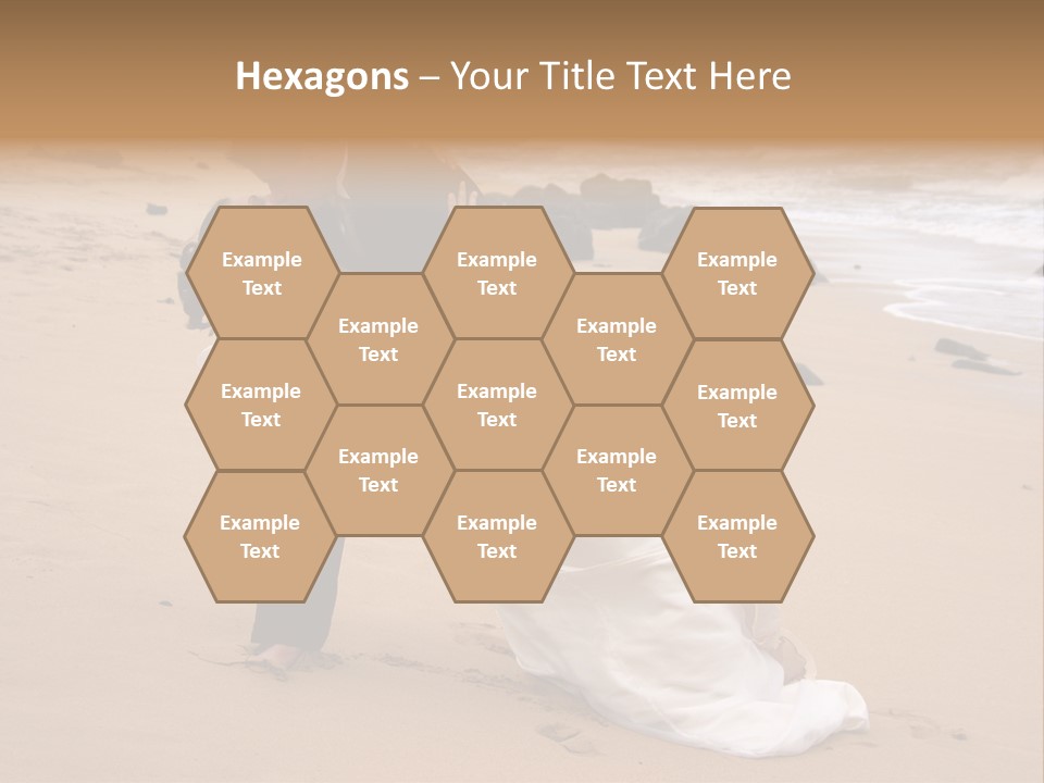 A Bride And Groom Share A Kiss On The Beach. PowerPoint Template