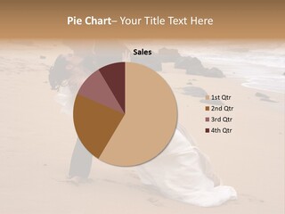 A Bride And Groom Share A Kiss On The Beach. PowerPoint Template