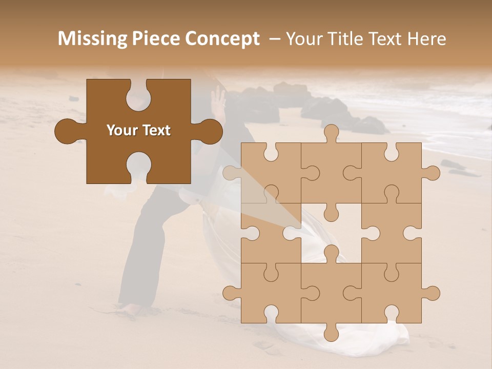 A Bride And Groom Share A Kiss On The Beach. PowerPoint Template