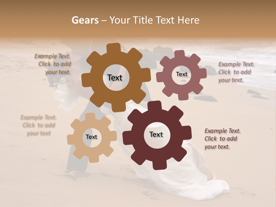 A Bride And Groom Share A Kiss On The Beach. PowerPoint Template