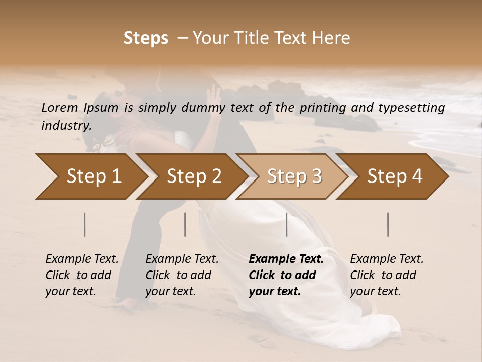 A Bride And Groom Share A Kiss On The Beach. PowerPoint Template