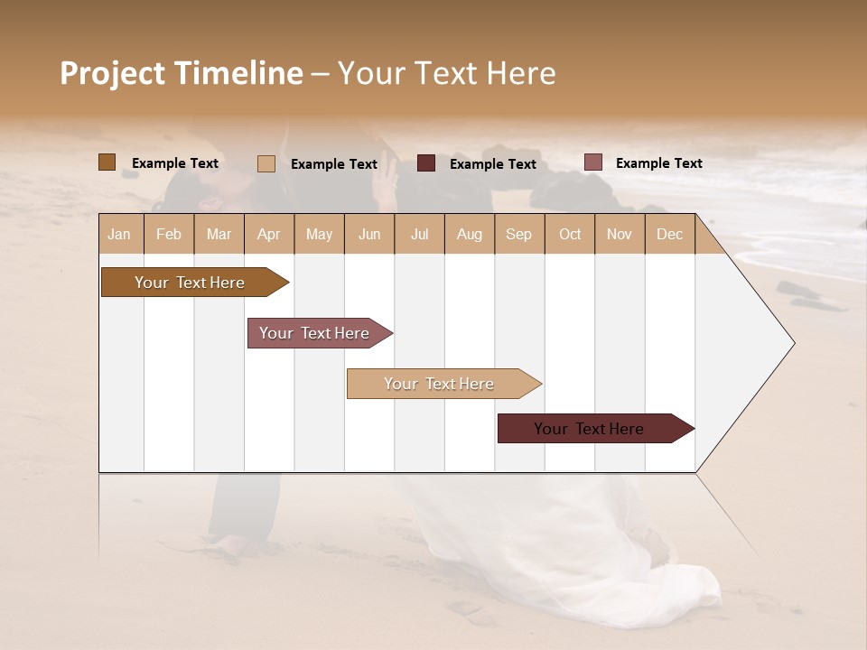 A Bride And Groom Share A Kiss On The Beach. PowerPoint Template
