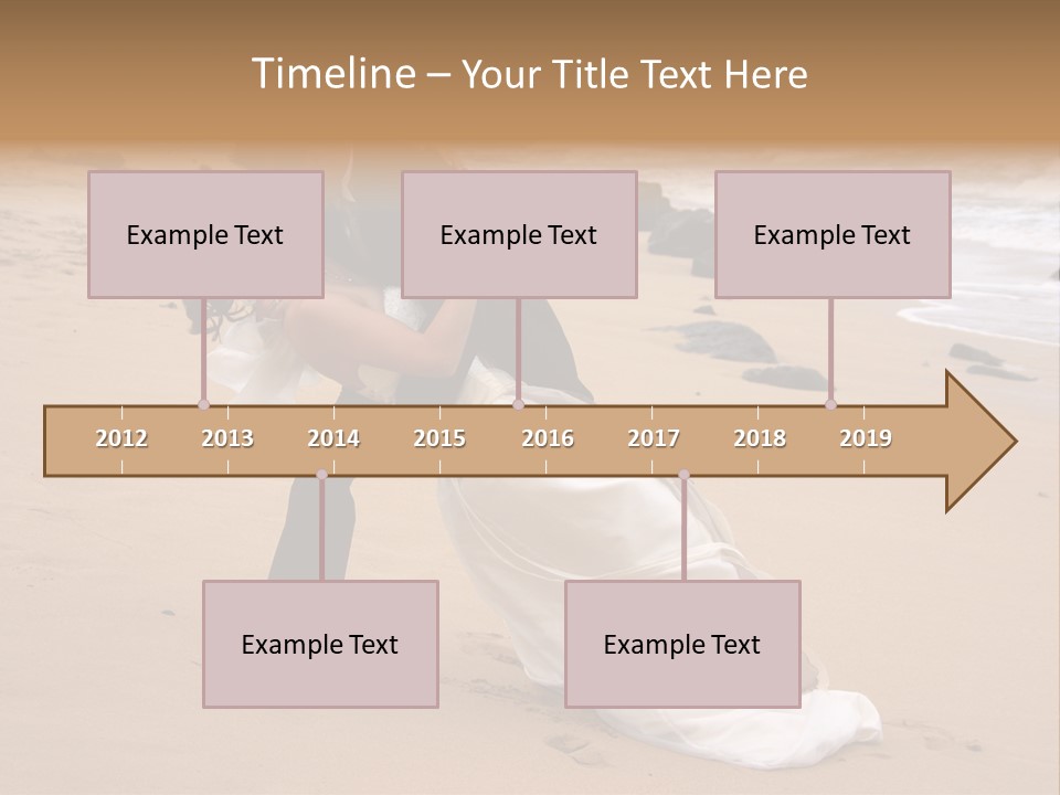 A Bride And Groom Share A Kiss On The Beach. PowerPoint Template
