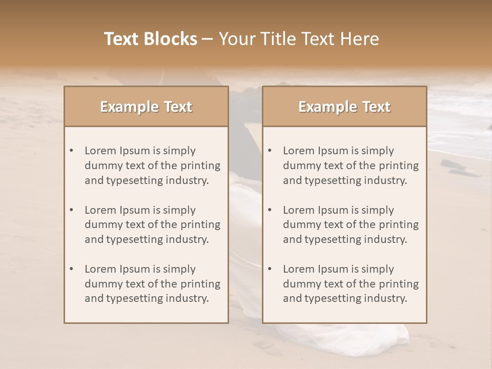A Bride And Groom Share A Kiss On The Beach. PowerPoint Template