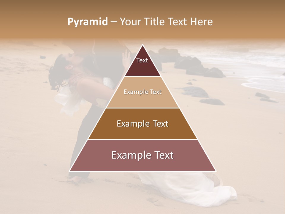 A Bride And Groom Share A Kiss On The Beach. PowerPoint Template