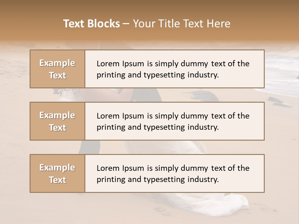 A Bride And Groom Share A Kiss On The Beach. PowerPoint Template