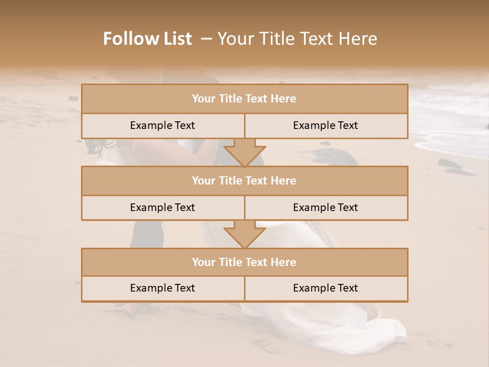 A Bride And Groom Share A Kiss On The Beach. PowerPoint Template