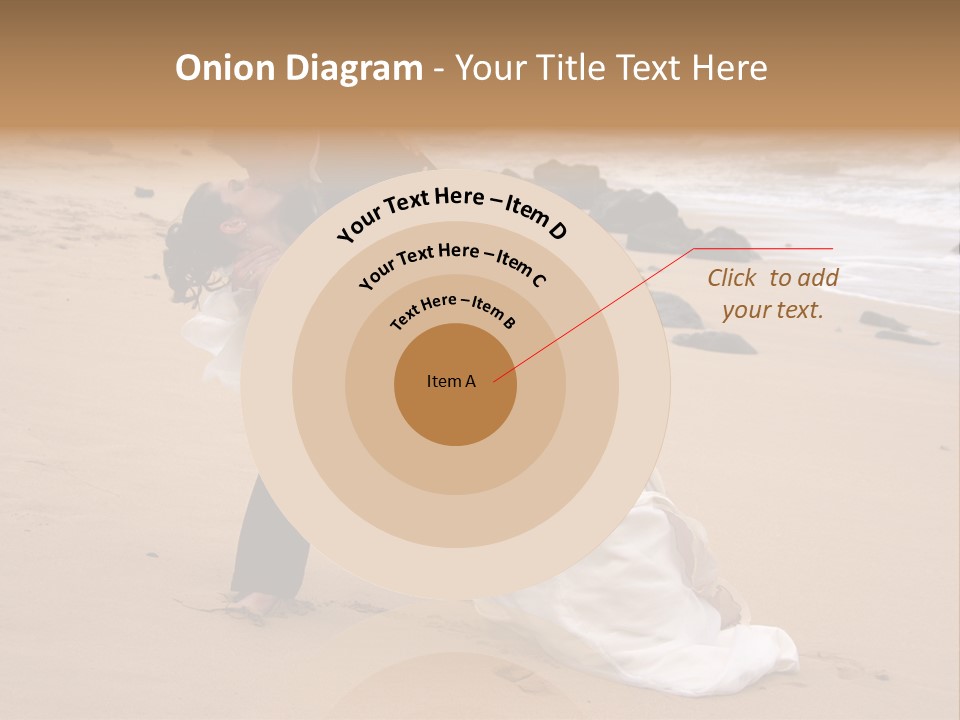 A Bride And Groom Share A Kiss On The Beach. PowerPoint Template