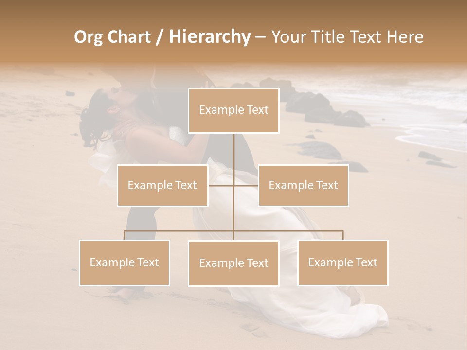 A Bride And Groom Share A Kiss On The Beach. PowerPoint Template