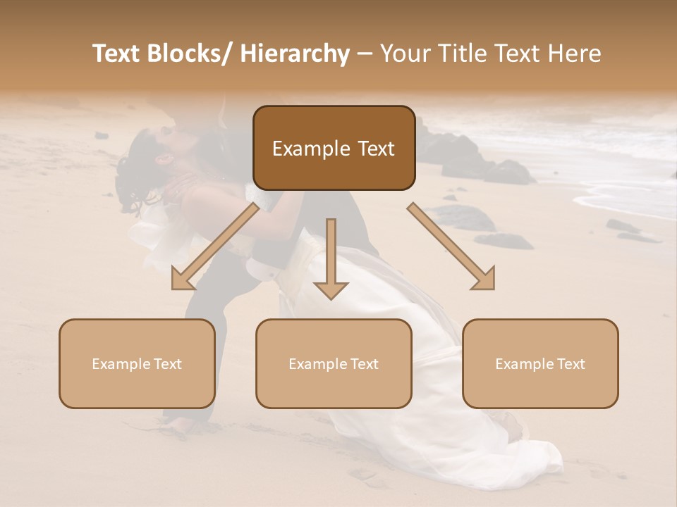 A Bride And Groom Share A Kiss On The Beach. PowerPoint Template