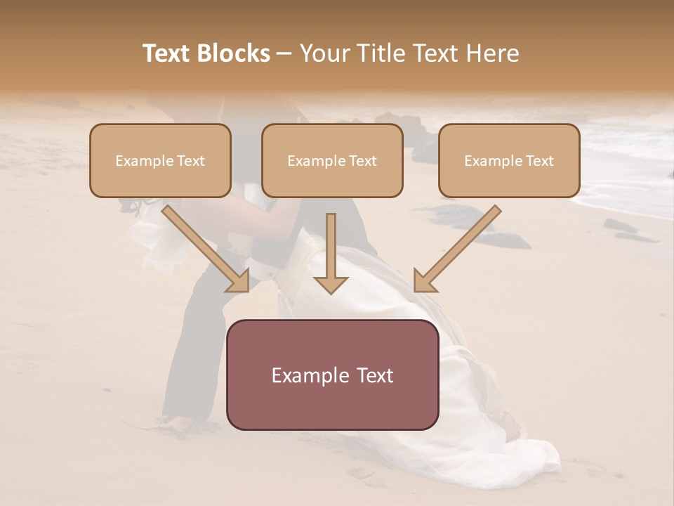 A Bride And Groom Share A Kiss On The Beach. PowerPoint Template