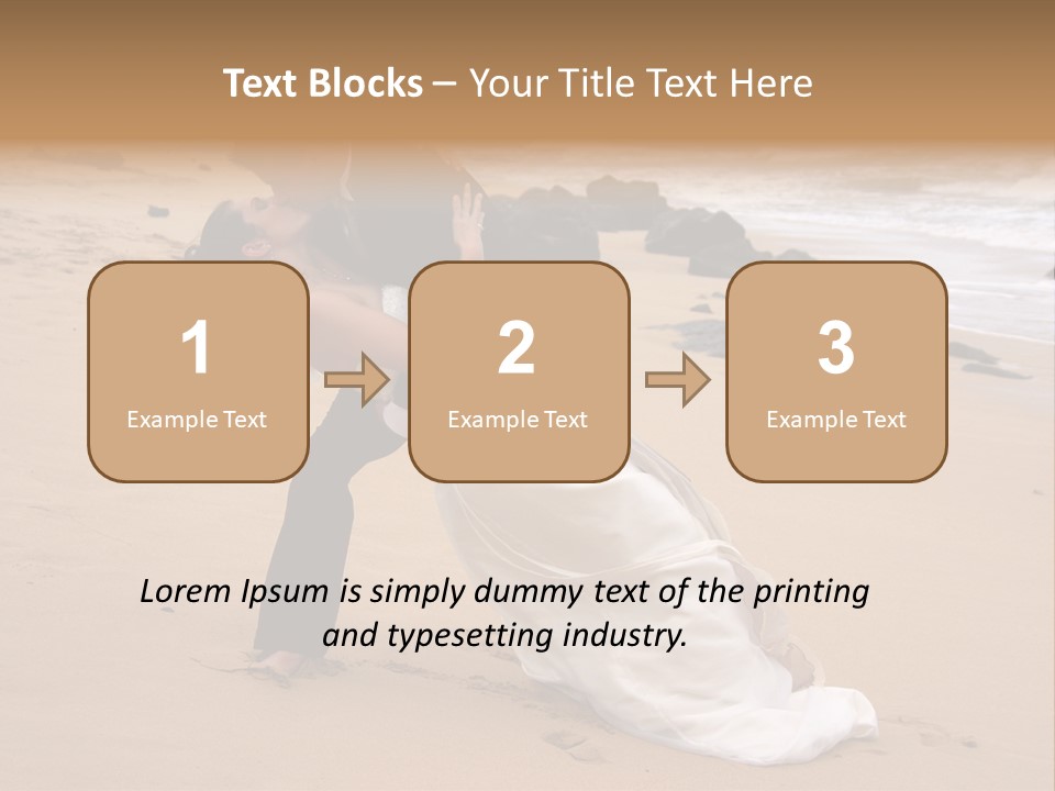 A Bride And Groom Share A Kiss On The Beach. PowerPoint Template