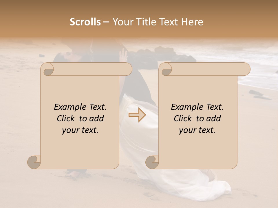 A Bride And Groom Share A Kiss On The Beach. PowerPoint Template