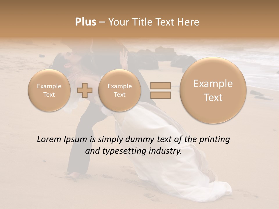A Bride And Groom Share A Kiss On The Beach. PowerPoint Template