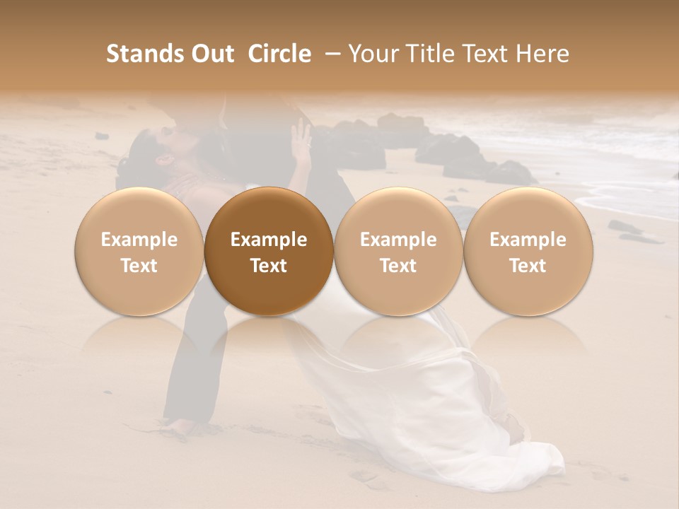 A Bride And Groom Share A Kiss On The Beach. PowerPoint Template