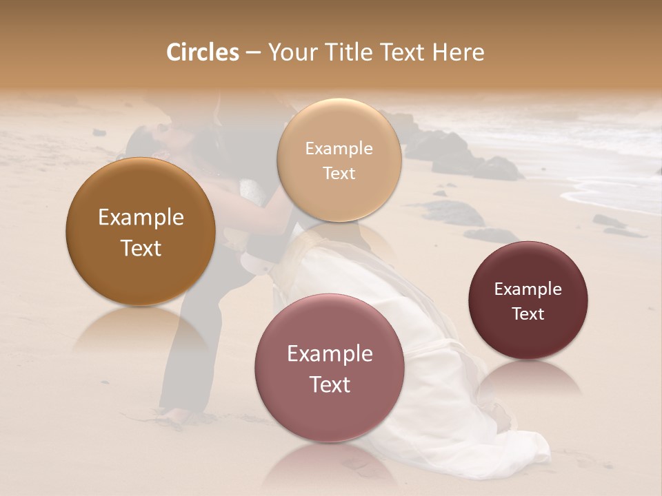 A Bride And Groom Share A Kiss On The Beach. PowerPoint Template