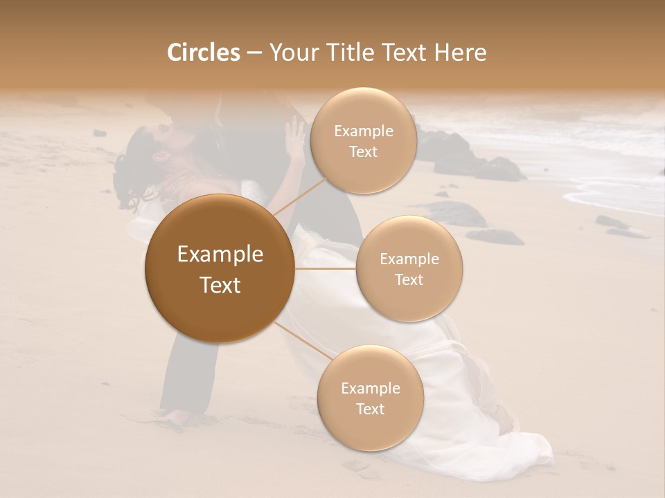 A Bride And Groom Share A Kiss On The Beach. PowerPoint Template